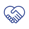 Handshake heart icon 