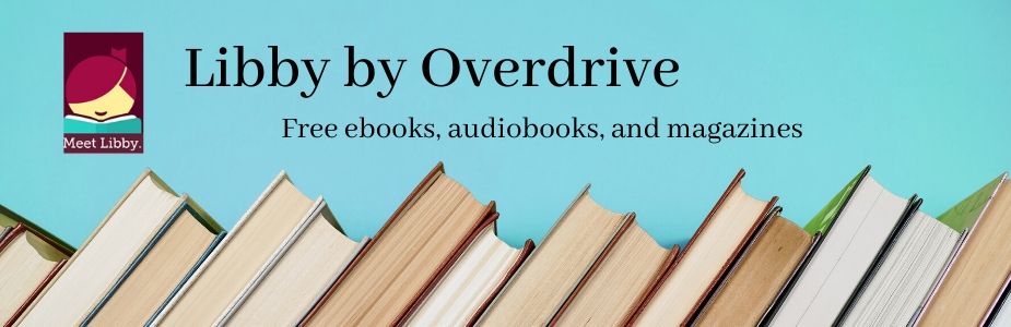 blue background with books and libby icon